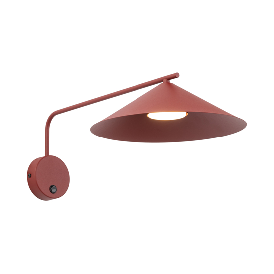 Applique con braccio lungo orientabile rosso per illuminazione tavolo