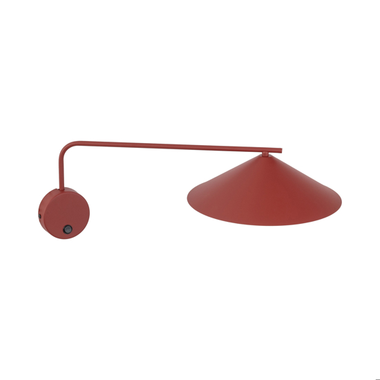 Applique con braccio lungo orientabile rosso per illuminazione tavolo