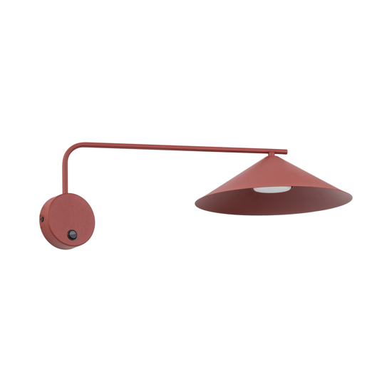 Applique con braccio lungo orientabile rosso per illuminazione tavolo