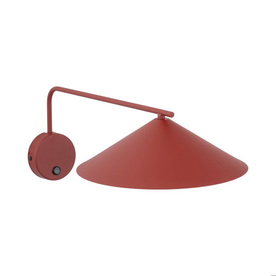 Applique con braccio lungo orientabile rosso per illuminazione tavolo