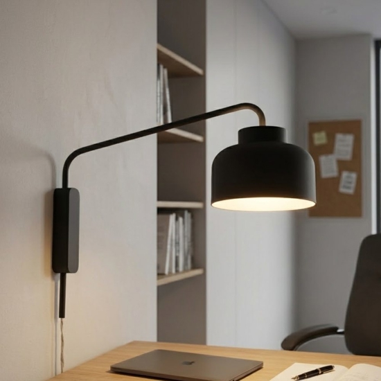 Vivida applique da parete bottone nera dimmerabile con telecomando