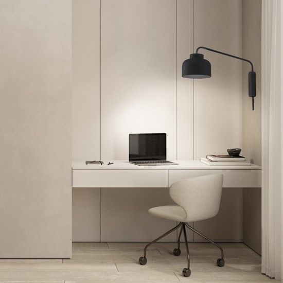 Vivida applique da parete bottone nera dimmerabile con telecomando