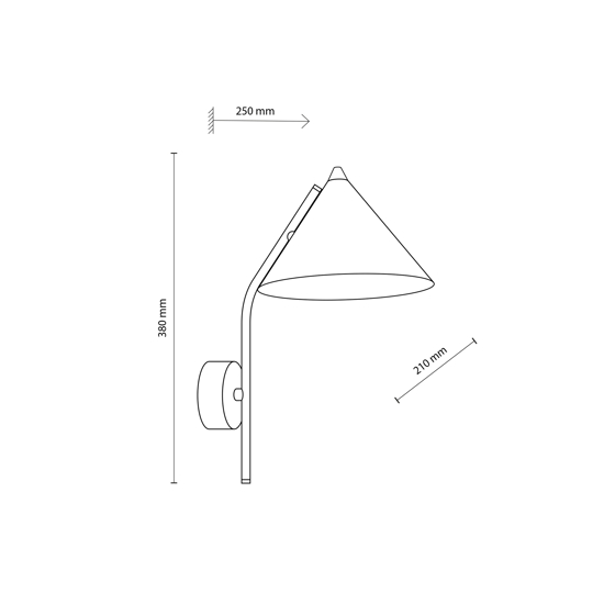Applique da parete cono in metallo sabbia