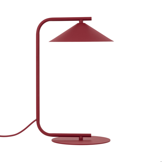 Lampada da tavolo rossa design moderna cono in metallo