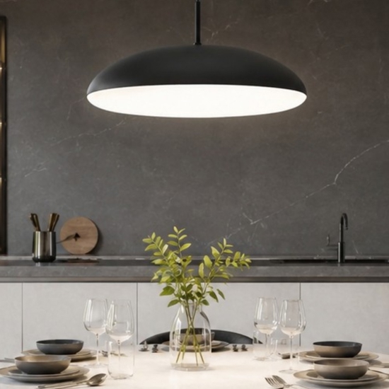 Lampadario nero per cucina moderna cupola 50cm