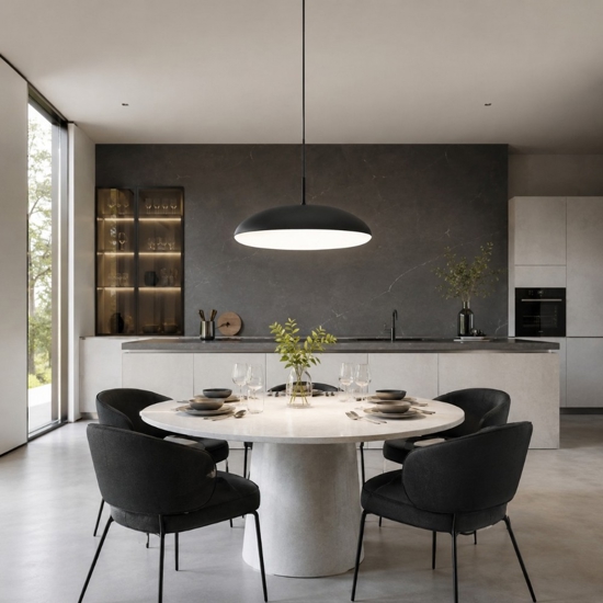 Lampadario nero per cucina moderna cupola 50cm