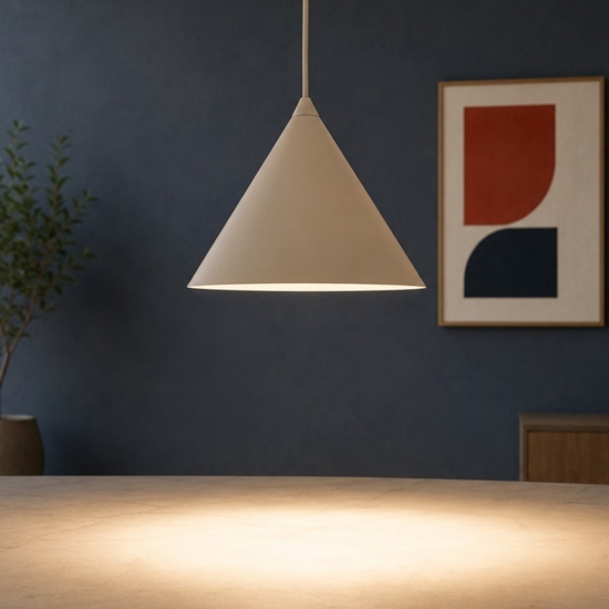 Lampada a sospensione cono 26 cm metallo sabbia per cucina