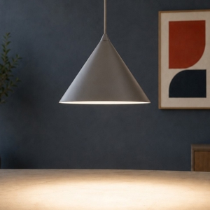 Lampada a sospensione cono 26 cm metallo marrone per cucina