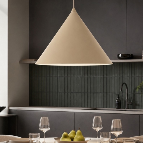 Lampadario a sospensione cono 33 cm di metallo sabbia per cucina moderna