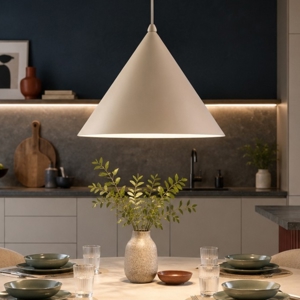 Lampadario cono di metallo sabbia 50 cm per cucina