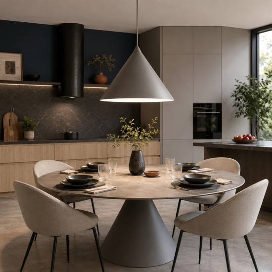 Lampadario a sospensione cono 33 cm metallo marrone per cucina