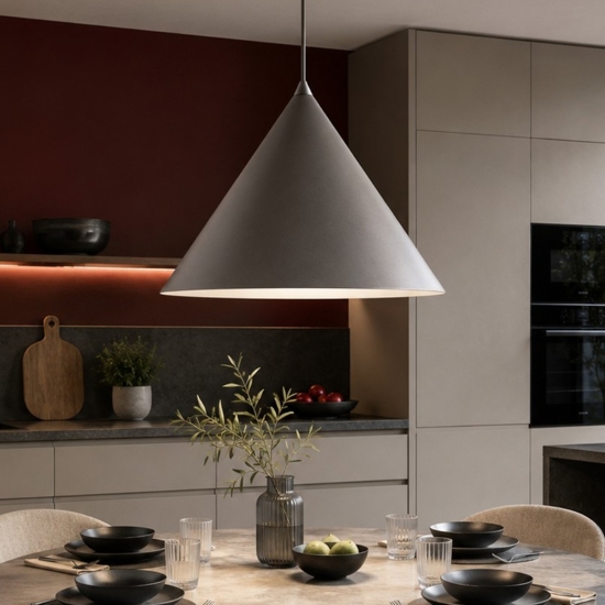 Lampadario cono marrone 50 cm sospensione in metallo per cucina