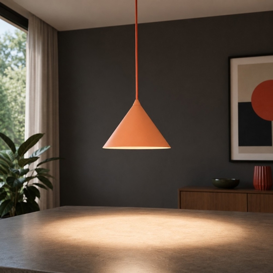 Lampada a sospensione cono 21 cm arancione in metallo