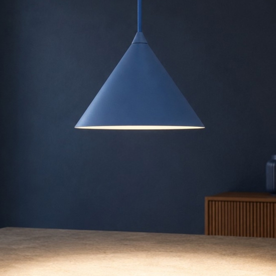 Lampada a sospensione cono 21 cm blu in metallo per cucina