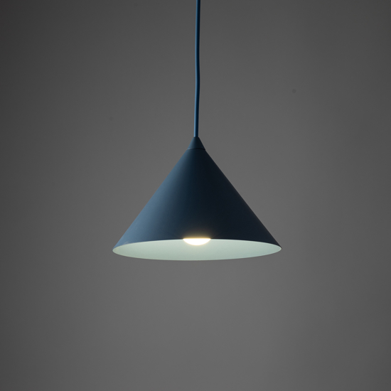 Lampada a sospensione cono 21 cm blu in metallo per cucina