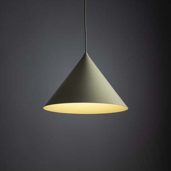 Lampadario cono verde 33 cm di metallo per cucina