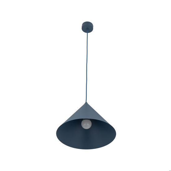 Lampadario cono 33 cm blu a sospensione di metallo per cucina