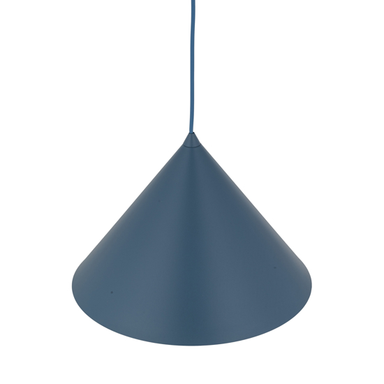Lampadario cono 33 cm blu a sospensione di metallo per cucina