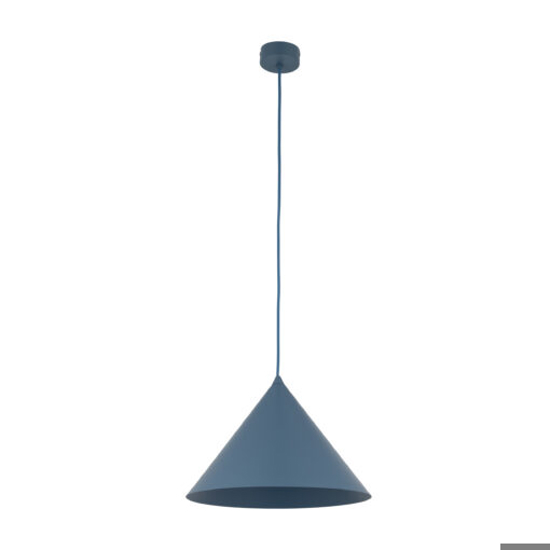 Lampadario cono 33 cm blu a sospensione di metallo per cucina