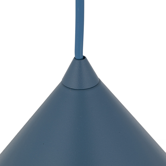 Lampadario cono 33 cm blu a sospensione di metallo per cucina