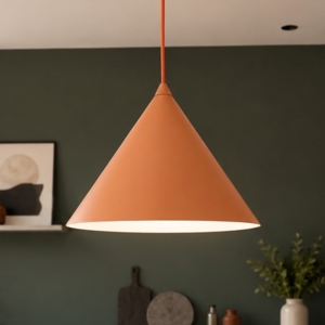Lampada a sospensione cono 33 cm arancione di metallo
