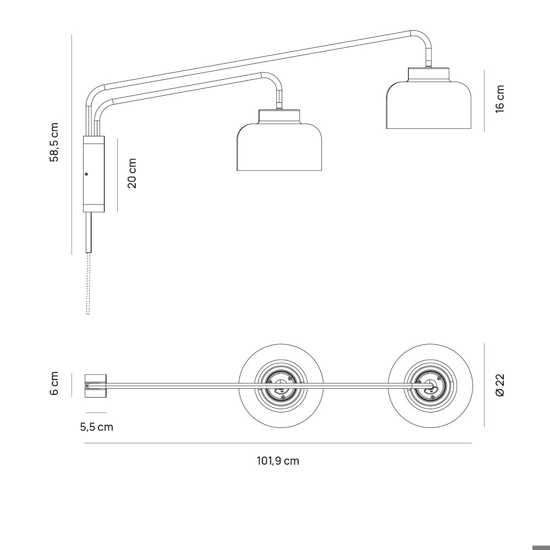 Vivida applique bottone a due luci bianca orientabile led dimmerabile con telecomando