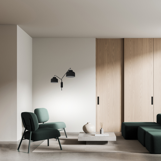 Applique nera due luci orientabili bottone vivida dimmerabile con telecomando