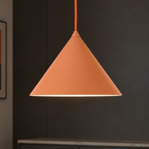 Lampada a sospensione cono 26 cm arancione in metallo per cucina