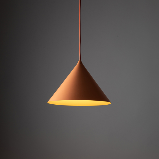 Lampada a sospensione cono 26 cm arancione in metallo per cucina