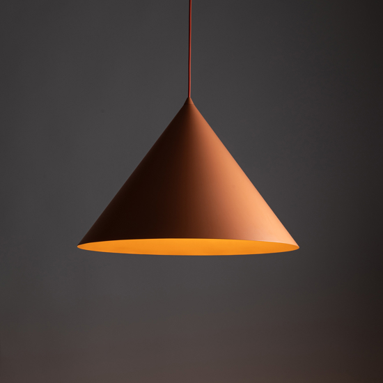 Lampadario cono per cucina 50 cm arancione in metallo