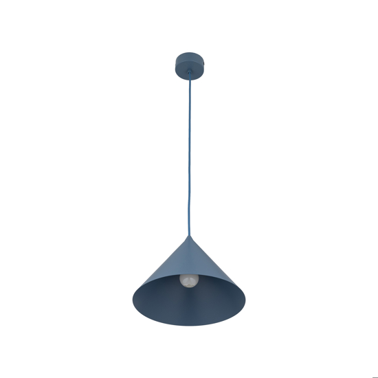 Lampada a sospensione 26 cm cono metallo blu per cucina moderna