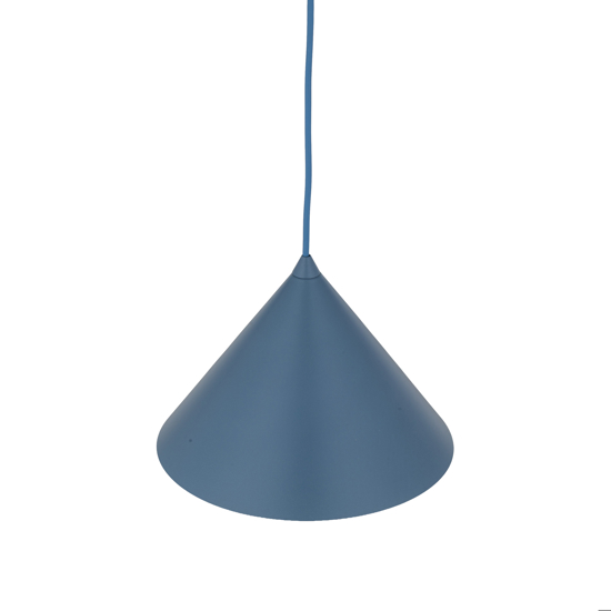 Lampada a sospensione 26 cm cono metallo blu per cucina moderna