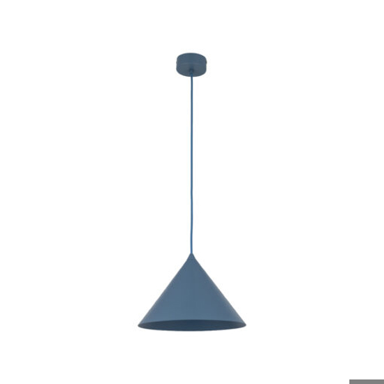 Lampada a sospensione 26 cm cono metallo blu per cucina moderna
