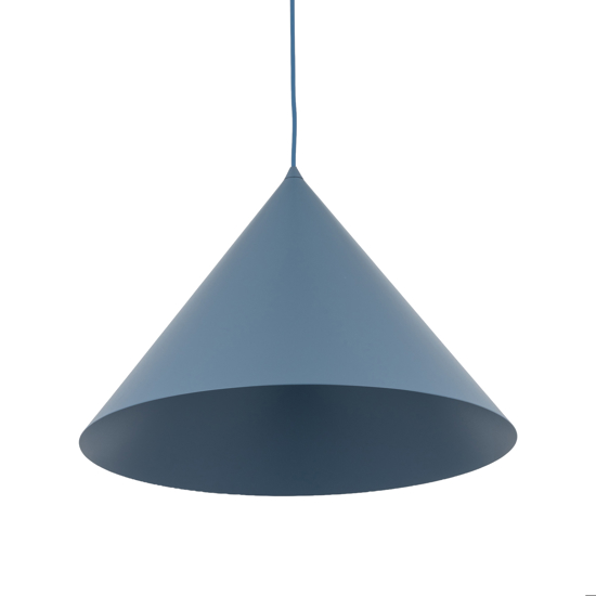 Lampadario cono 50 cm blu a sospensione di metallo per cucina moderna