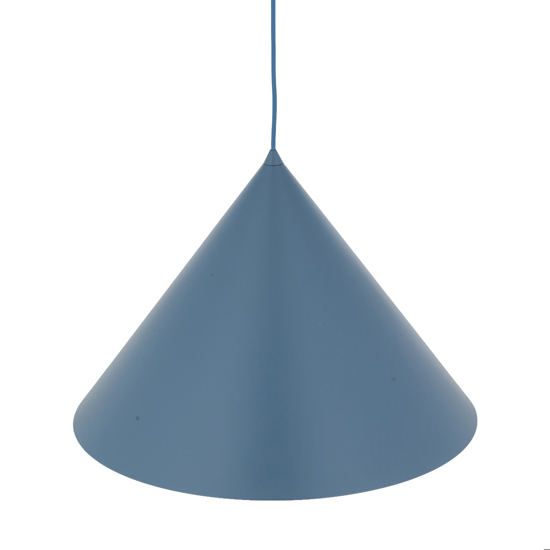 Lampadario cono 50 cm blu a sospensione di metallo per cucina moderna