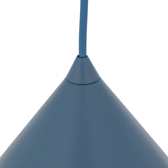 Lampadario cono 50 cm blu a sospensione di metallo per cucina moderna