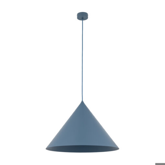 Lampadario cono 50 cm blu a sospensione di metallo per cucina moderna