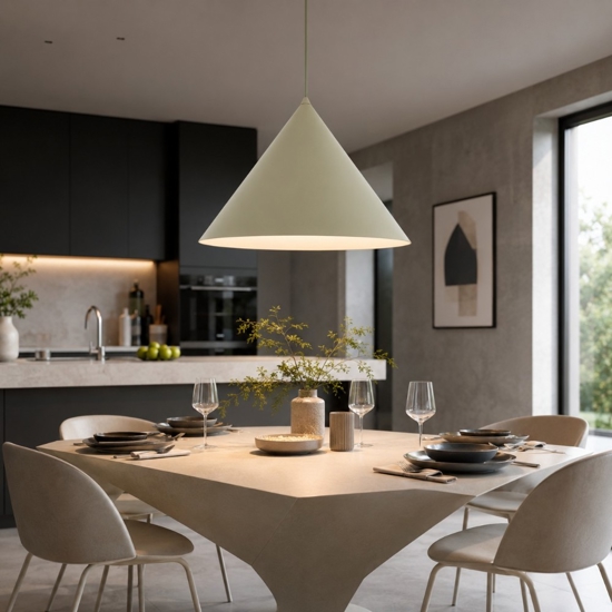 Lampadario cono verde 50 cm a sospensione di metallo per cucina moderna
