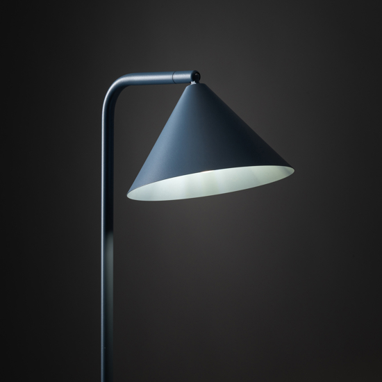 Piantana blu design minimal da lettura parabola orientabile