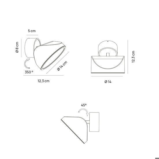 Applique da parete vivida tarp bianca luce led orientabile cct dimmerabile