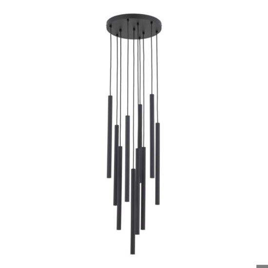 Lampadario nero con cilindri rigati pendenti a sospensione moderno per tavolo soggiorno