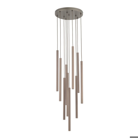 Lampadario marrone cilindri rigati a sospensione moderno per tavolo soggiorno