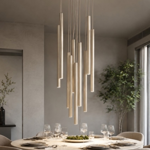 Lampadario sabbia cilindri rigati a sospensione per tavolo da soggiorno moderno