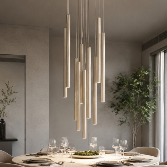 Lampadario sabbia cilindri rigati a sospensione per tavolo da soggiorno moderno