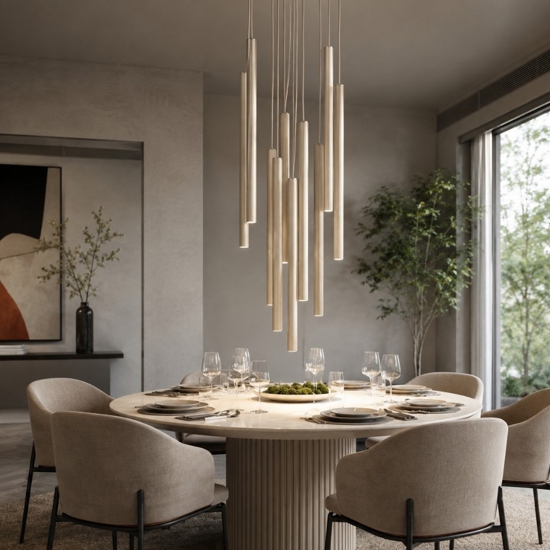 Lampadario sabbia cilindri rigati a sospensione per tavolo da soggiorno moderno