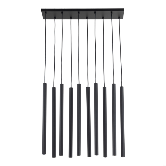 Lampadario cilindri rigati a sospensione nero per tavolo sala da pranzo moderna