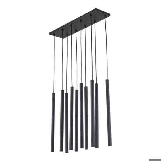 Lampadario cilindri rigati a sospensione nero per tavolo sala da pranzo moderna