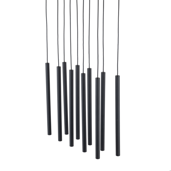 Lampadario cilindri rigati a sospensione nero per tavolo sala da pranzo moderna
