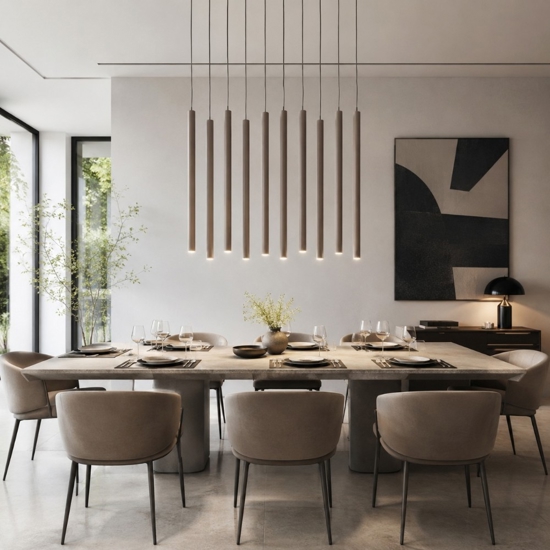 Lampadario sabbia cilindri rigati a sospensione per tavolo sala da pranzo moderno