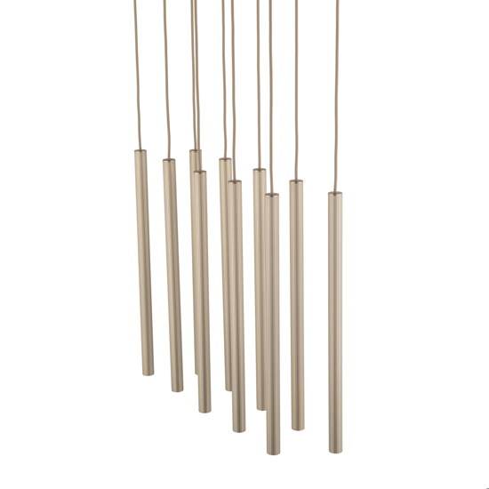 Lampadario moderno cilindri a sospensione bicolore sabbia champagne per soggiorno